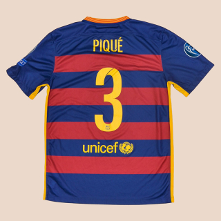 Barcelona 2015 - 2016 Champions League Home Shirt #3 Pique (Excellent) M