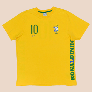 Brazil  2008 - 2009 Cotton Shirt #10 Ronaldinho (Very good) XL