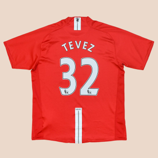 Manchester United 2007 - 2009 Home Shirt #32 Tevez (Very good) L