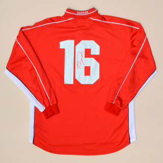Switzerland  1998 - 2000 Match Issue Signed Home Shirt #16 (Very good) XL