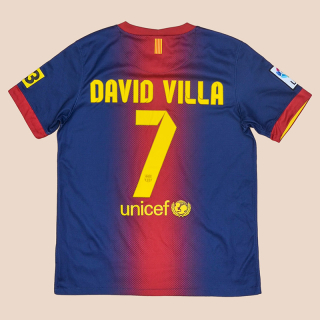 Barcelona 2012 - 2013 Home Shirt #7 David Villa (Very good) YL