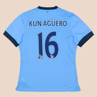 Manchester City 2014 - 2015 Player Issue Commercial Home Shirt #16 Kun Aguero (Excellent) XL