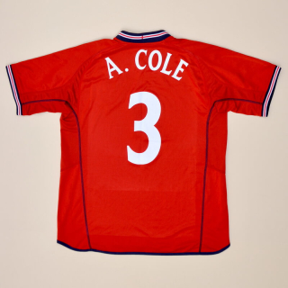 England 2002 'vs. Argentina' Away Shirt #3 A. Cole (Excellent) L