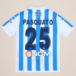 Pescara 2014 - 2015 Match Issue Signed Home Shirt #25 Pasquato (Very good) L