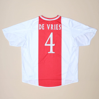 Ajax 2004 - 2005 Player Issue Home Shirt #4 De Vries (Good) XXL