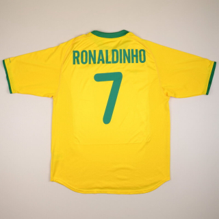 Brazil  2000 - 2002 Home Shirt #7 Ronaldinho (Very good) L