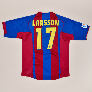 Barcelona 2004 - 2005 Home Shirt #17 Larsson (Good) L