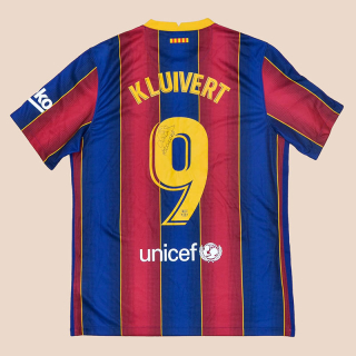 Barcelona 2020 - 2021 'Signed' Home Shirt #9 Kluivert (Excellent) L