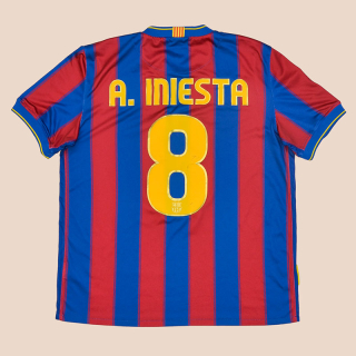 Barcelona 2009 - 2010 Home Shirt #8 Iniesta (Very good) L