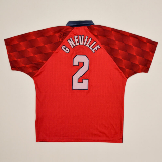Manchester United 1996 - 1997 'Signed' Home Shirt #2 G. Neville (Good) L