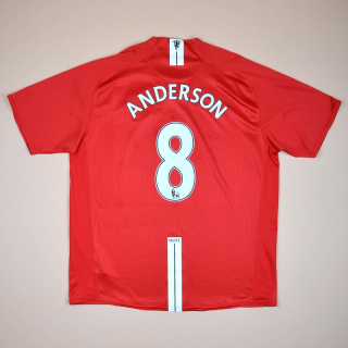 Manchester United 2007 - 2009 Home Shirt #8 Anderson (Excellent) XL