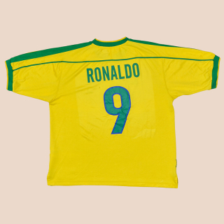 Brazil  1998 - 2000 Home Shirt #9 Ronaldo (Good) XL