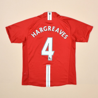 Manchester United 2007 - 2009 Home Shirt #4 Hargreaves (Very good) M