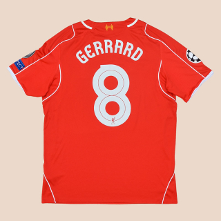 Liverpool 2014 - 2015 Champions League Home Shirt #8 Gerrard (Very good) L