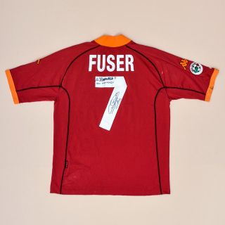 Roma 2001 - 2002 Match Issue Signed Home Shirt #7 Fuser (Good) XXL