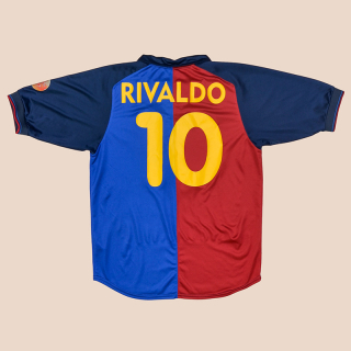 Barcelona 1999 - 2000 Centenary Home Shirt #10 Rivaldo (Very good) XL boys