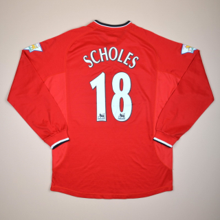 Manchester United 2000 - 2002 Home Shirt #18 Scholes (Very good) L