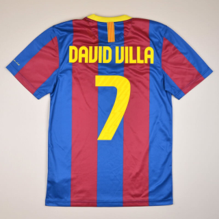 Barcelona 2010 - 2011 Basic Home Shirt #7 Villa (Excellent) S