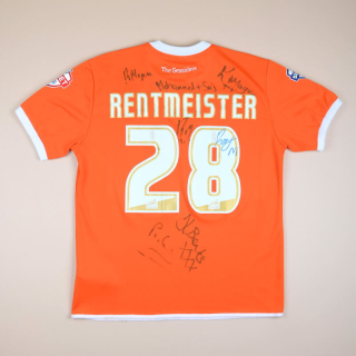 Blackpool 2013 - 2015 Match Issue Signed Home Shirt #28 Rentmeister (Very good) L