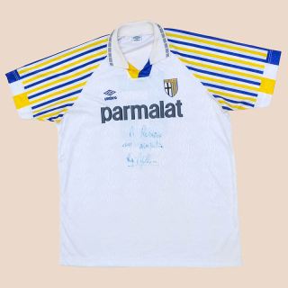 Parma 1991 - 1992 Match Issue Signed Home Shirt #5 Apolloni (Excellent) XL