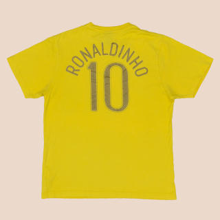 Brazil  2006 - 2008 Cotton Shirt #10 Ronaldinho (Good) L