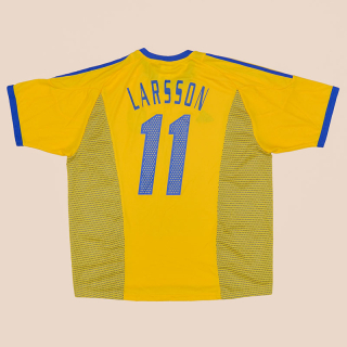 Sweden 2002 - 2003 Home Shirt #11 Larsson (Very good) XL